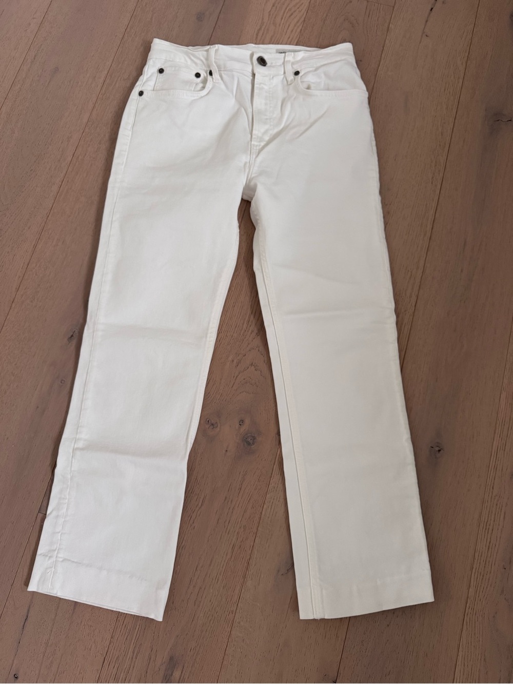 Zara High Rise Straight Ankle Jeans – White – Size 6 / 38